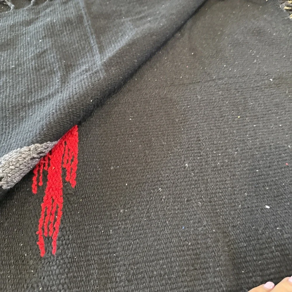 VTG Molina Indian Blanket Thunderbird Bird Black Mexican Throw 50